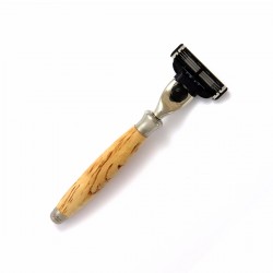 Rasoir en Bouleau Madré MACH3 Gillette 3 lames GENTLEMAN BARBIER RBOM3